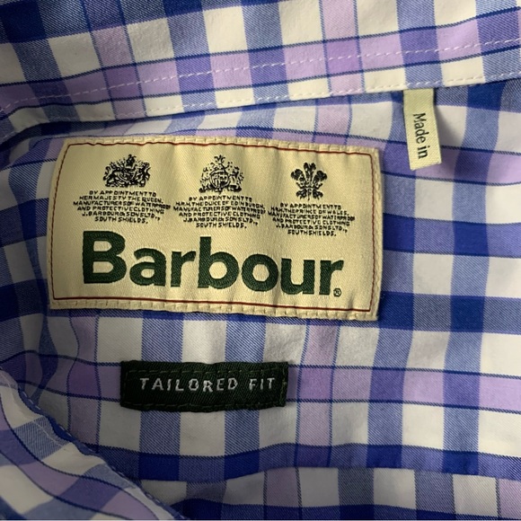 Barbour Shirt Mens L Check Plaid Creswell Tailored Fit Button Up Preppy Colorful - Picture 15 of 16
